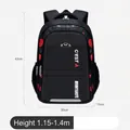 Durable black primary school backpack for boys grade 1-3 with 42x30x15cm dimensions - Black (Red Trim / Small)