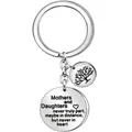 Portachiavi in acciaio inox con messaggio inciso Mothers and Daughters e cuore - K-M-7