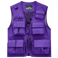 Chaleco funcional violeta multibolsillos para pesca y fotografía outdoor - Color Morado Oscuro Fj-hll8898 [nylon Suave Y Cómodo Parte Trasera Extraíble Para Almacenamiento Y Transpirabilidad] / 7XL