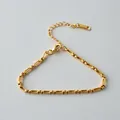 Elegante gouden roestvrijstalen armband met geometrische rechthoekige schakels en verlenging. - Lange Geometrische Staafketting (ne270) / Goud