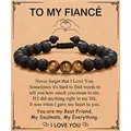Handmade tiger eye and matte black bead bracelet for fiancé with sentimental message card - FIANCE Tiger Eye Bracelet