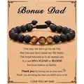 Tiger eye and black matte bead bracelet with Bonus Dad message card gift - Bonus Dad Tiger Eye Bracelet