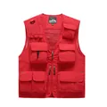 Red multi-pocket outdoor utility vest for fishing and photography - M / Tops / Red