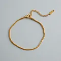 Detailed view of a gold-plated stainless steel fine mesh bracelet with an extender chain - Popcorn Texture Chain (ne278) / Gold