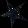Black seven-pointed paper star lantern with star-shaped cutouts for Christmas decoration - Black Seven-pointed Star 45cm With Lights.