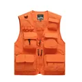 Bright orange multi-pocket outdoor vest for fishing and photography - M / Tops / Orange Red
