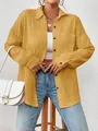 Camisa amarilla de mujer con hombros caídos y manga larga en tela de gasa - Amarillo / S