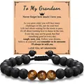 Tiger eye beaded bracelet for grandson with inspirational gift card - Grandson Tiger Eye Bracelet