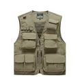 Professional mountain style outdoor utility multi-pocket fishing vest in khaki green - M / Tops / Khaki