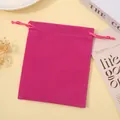 Premium soft pink velvet drawstring bag for elegant jewelry storage and gift packaging - Rose Red; 5*7cm