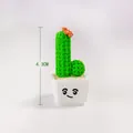 Cute miniature resin cactus potted plant ornament with smiley face pot, 4.3cm height decoration. - Letter L Shape