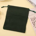 Elegant dark green velvet drawstring pouch for jewelry and small gift storage accessory - Dark Green; 5*7cm