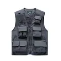 Mountain style grey outdoor utility vest with multiple functional pockets for men - M / Tops / Gray