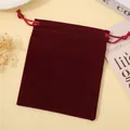 Elegant burgundy velvet drawstring pouch for luxury jewelry storage and gift packaging - Wine Red; 5*7cm