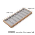 Brillen-Präsentationstablett mit 7 Fächern in edler Palisander-Optik für Sonnenbrillen - Grau – 7 Quadrate 475 X 195 X 3 Cm / Brillen-präsentationstablett