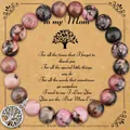 Bracelet perles 8mm en pierre naturelle Arbre de Vie avec une carte cadeau pour Maman - Pierre De La Ligne Noire / Avec Ma Carte De Maman