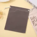 Grey velvet drawstring storage bag for jewelry and small accessories gift pouch - Dark Gray; 5*7cm