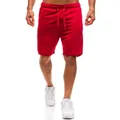 Detailweergave van rode sportshort voor heren met verstelbaar trekkoord in de taille. - Effen Rode Korte Broek / S
