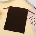 Dark coffee brown velvet drawstring jewelry pouch for gift storage and packaging - Coffee; 5*7cm