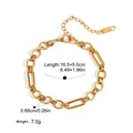 Detailed measurements for gold stainless steel chunky chain bracelet jewelry. - Oval Double Ring Chain Bracelet (Y2662311084)