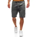 Detailweergave van grijze herenshorts met verstelbaar trekkoord en zachte katoenen stof. - Donkergrijze Shorts Effen Kleur / S