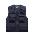Men's navy blue multi-pocket mountain style outdoor functional utility vest for fishing - M / Tops / Navy Blue