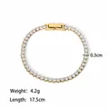 High-quality gold-plated stainless steel tennis bracelet with 3mm sparkling CZ stones - Rhinestone Tennis Bracelet (Y2662311082)