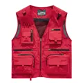 Gilet rosso da esterno con tasche multiple per la pesca e la fotografia professionale - 6XL / Tops / Rosso