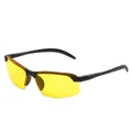 Sports night vision driving sunglasses with yellow lenses and black semi-rimless frame - Black Frame Yellow Lens (Night Vision)