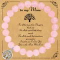 Pink natural stone 8mm bead bracelet with tree of life charm and sentimental gift card - Rose Quartz