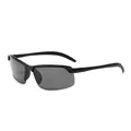 Stylish black sports photochromic sunglasses for driving and outdoor activities - Black Frame Black Grey Lens
