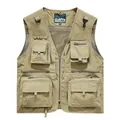 Functionele outdoor vest met meerdere zakken in kaki voor vissen en de fotografie - 6XL / Tops / Khaki