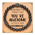 Black matte volcanic stone bead bracelet with You're Awesome reminder card - Awesome Card (Awesome Card + Black Matte Lava Stone Bracelet)