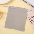 Elegant grey velvet drawstring storage pouch for jewelry, small gifts, and accessories - Light Gray; 5*7cm