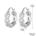 Detailed view of silver flower hoop earrings with size and weight measurements - 2-25768A-4800