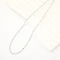 Detailopname van een minimalistische zilveren roestvrijstalen ketting voor dames - Lippenketting 40cm+5cm / Staalkleur