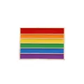 Rainbow striped rectangular enamel brooch pin badge with gold-tone metal plating - Flag