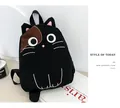 Vista dettagliata di un simpatico zaino a forma di gatto nero per studentesse alla moda - Nero