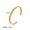 Elegante bracciale rigido a corda intrecciata in acciaio inossidabile dorato, 0,7 cm e 15,6 g - Bracciale Rigido Aperto in Corda Intrecciata (Y2661318402)
