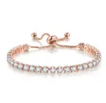 Roségold verstellbares Tennisarmband mit 4mm runden Zirkoniasteinen - April Klar Zirkonia