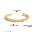Dimensions of gold-plated stainless steel pill-shaped cuff bracelet for women - Oval Pill Textured Open Bangle (Y2662311081)