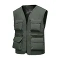 Men's dark green outdoor functional utility vest with multiple pockets for fishing - S / Tops / Army Green