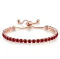 Verstellbares Tennisarmband in Roségold mit 4 mm runden roten Zirkonia-Kristallen. - Januar Granatrot