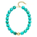 Chunky turquoise resin bead necklace with gold ball, bohemian style choker for women - Type A-Turquoise