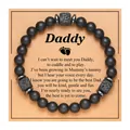 Handmade matte black onyx and lava stone beaded bracelet for men with Daddy gift card - Daddy Card (Daddy Card + Black Matte Lava Stone Bracelet)