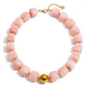 Collier de perles en résine rose marbré avec une perle décorative dorée centrale - Style A-Rose