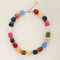 Collier bohème en perles de résine multicolores avec détails dorés femme - Style B-Arc-en-ciel