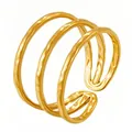 Minimalistischer verstellbarer offener Ring aus goldfarbenem Edelstahl mit Wellen - Unregelmäßiger Mehrschichtiger Wellenlinien-Stil (GJ006) / Einstellbar Offen / Gold