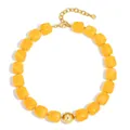 Collier en perles de résine jaune avec sphère dorée et fermoir mousqueton ajustable - Style A-Jaune