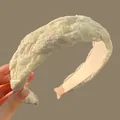 Serre-tête tressé en dentelle crème doux pour coiffure haute accessoire de mode - Dentelle Beige
